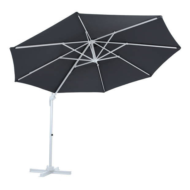 AXI Marisol Zweefparasol Rond Ø 300 cm in Wit / Grijs Ronde Parasol voor tuin met Aluminium Frame