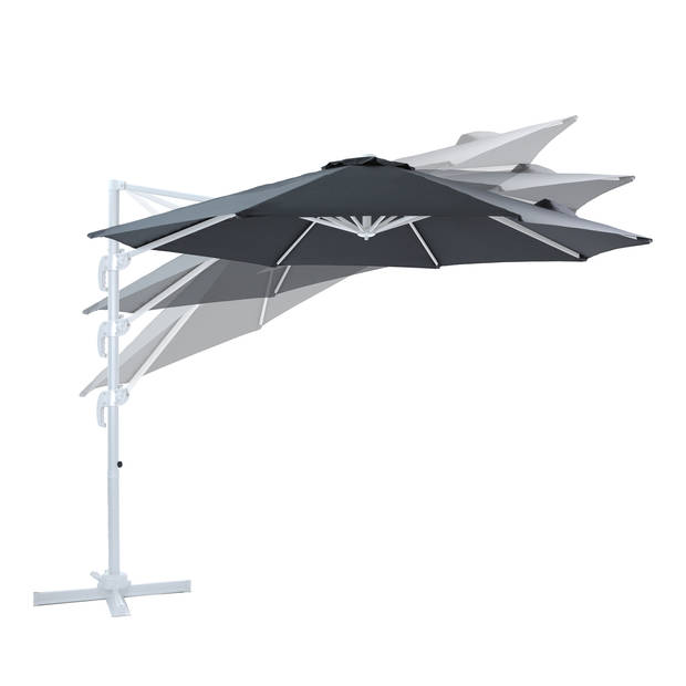 AXI Marisol Zweefparasol Rond Ø 300 cm in Wit / Grijs Ronde Parasol voor tuin met Aluminium Frame