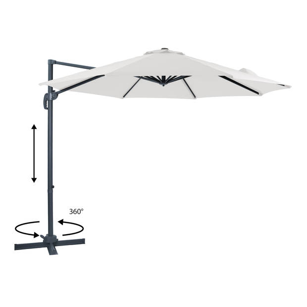 AXI Marisol Zweefparasol Rond Ø 300 cm in Antraciet / Beige Ronde Parasol voor tuin met Aluminium Frame