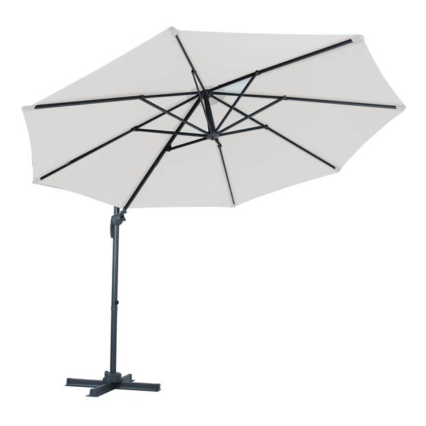 AXI Marisol Zweefparasol Rond Ø 300 cm in Antraciet / Beige Ronde Parasol voor tuin met Aluminium Frame