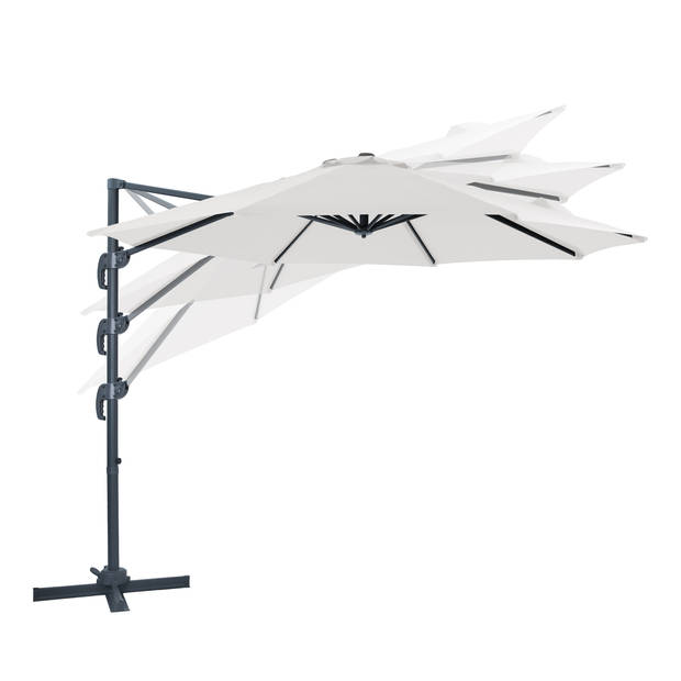 AXI Marisol Zweefparasol Rond Ø 300 cm in Antraciet / Beige Ronde Parasol voor tuin met Aluminium Frame