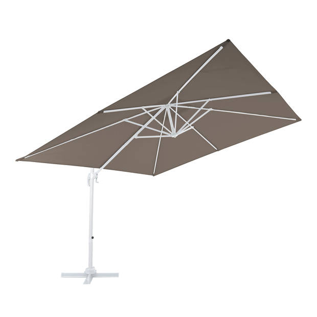 AXI Nima Zweefparasol Rechthoekig 300 x 300 cm in Wit / Taupe Parasol voor tuin met Aluminium Frame