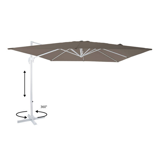 AXI Nima Zweefparasol Rechthoekig 300 x 300 cm in Wit / Taupe Parasol voor tuin met Aluminium Frame