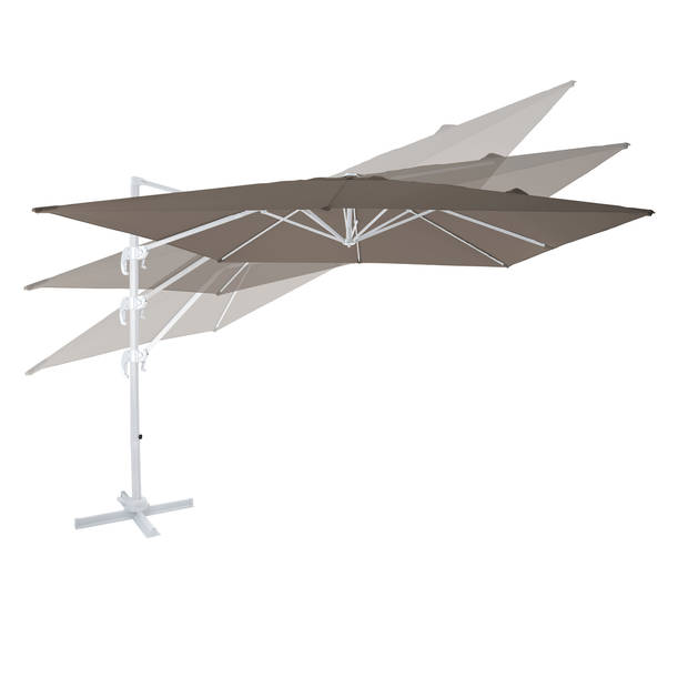 AXI Nima Zweefparasol Rechthoekig 300 x 300 cm in Wit / Taupe Parasol voor tuin met Aluminium Frame