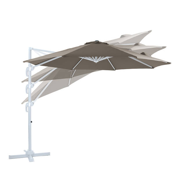 AXI Marisol Zweefparasol Rond Ø 300 cm in Wit / Taupe Ronde Parasol voor tuin met Aluminium Frame