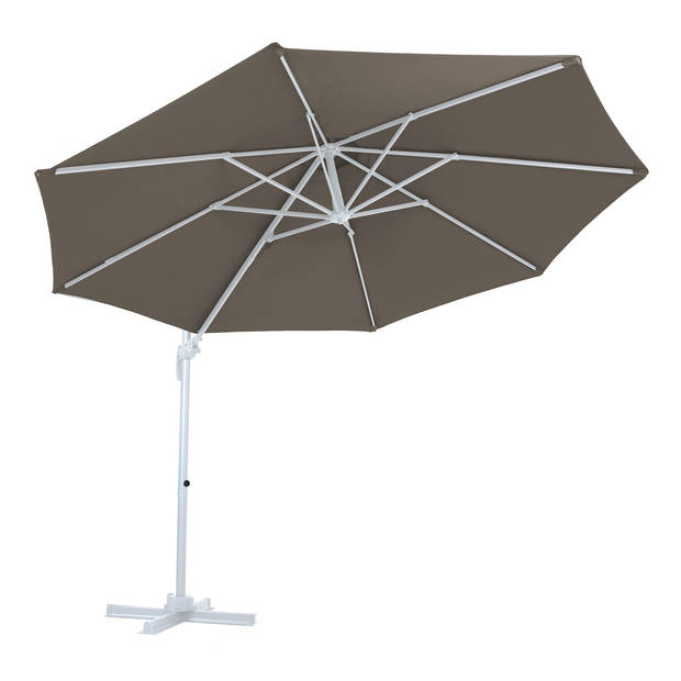 AXI Marisol Zweefparasol Rond Ø 300 cm in Wit / Taupe Ronde Parasol voor tuin met Aluminium Frame