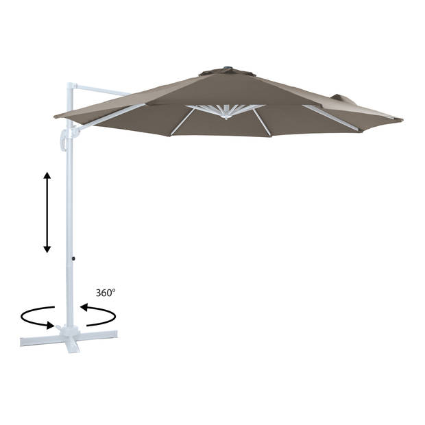 AXI Marisol Zweefparasol Rond Ø 300 cm in Wit / Taupe Ronde Parasol voor tuin met Aluminium Frame