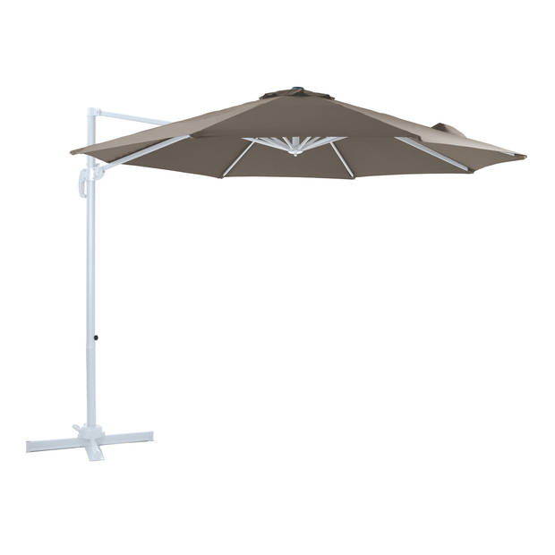 AXI Marisol Zweefparasol Rond Ø 300 cm in Wit / Taupe Ronde Parasol voor tuin met Aluminium Frame