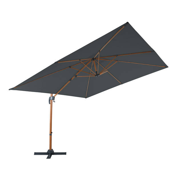 AXI Nima Zweefparasol Rechthoekig 300 x 300 cm in Houtlook / Grijs Parasol voor tuin met Aluminium Frame