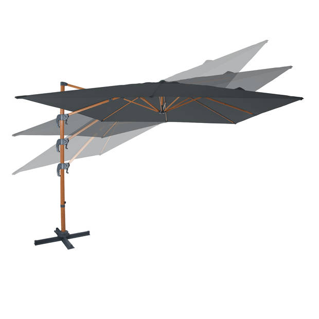 AXI Nima Zweefparasol Rechthoekig 300 x 300 cm in Houtlook / Grijs Parasol voor tuin met Aluminium Frame