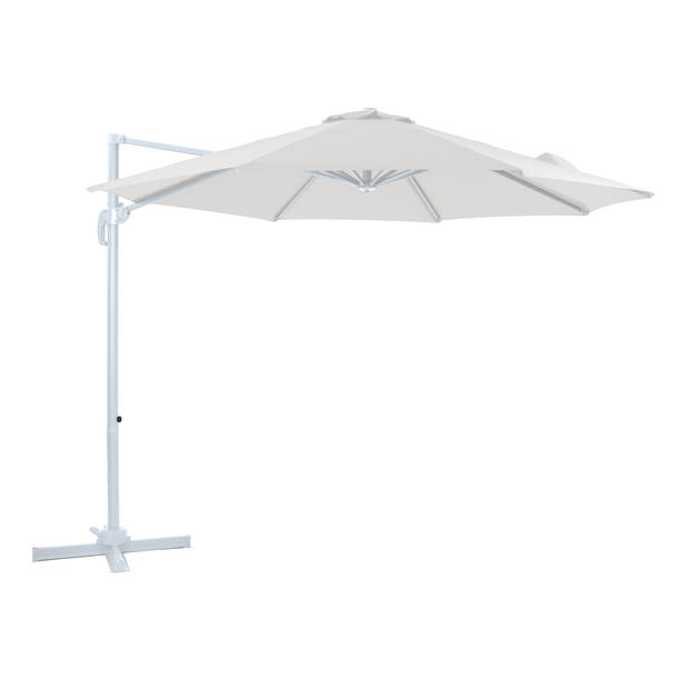 AXI Marisol Zweefparasol Rond Ø 300 cm in Wit / Beige Ronde Parasol voor tuin met Aluminium Frame