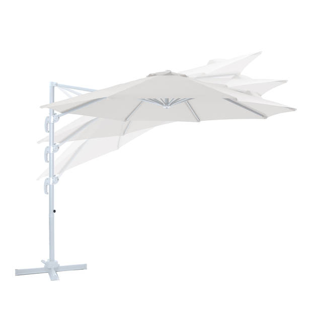 AXI Marisol Zweefparasol Rond Ø 300 cm in Wit / Beige Ronde Parasol voor tuin met Aluminium Frame