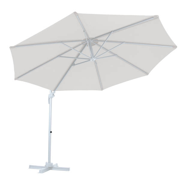 AXI Marisol Zweefparasol Rond Ø 300 cm in Wit / Beige Ronde Parasol voor tuin met Aluminium Frame