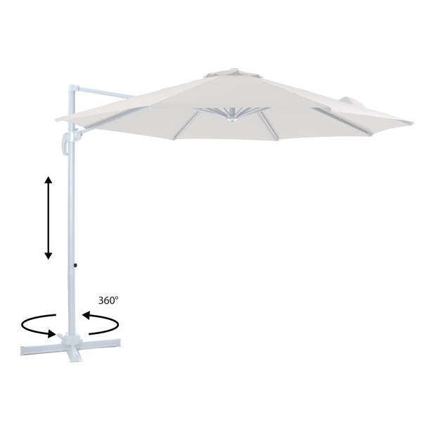 AXI Marisol Zweefparasol Rond Ø 300 cm in Wit / Beige Ronde Parasol voor tuin met Aluminium Frame