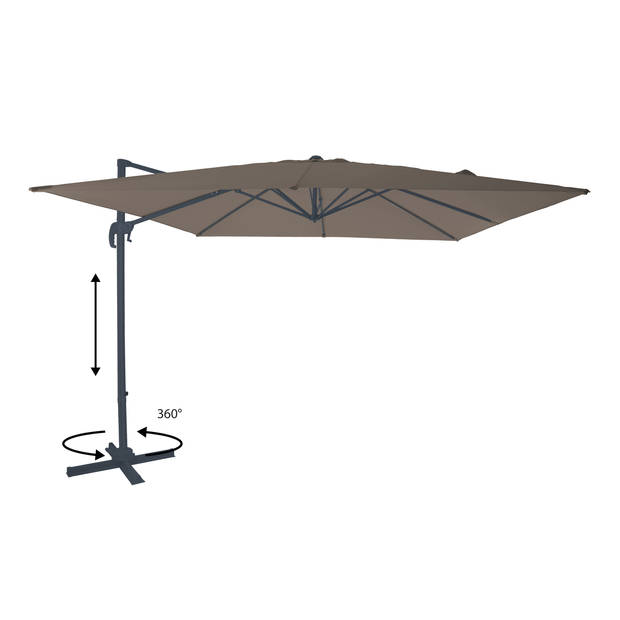 AXI Nima Zweefparasol Rechthoekig 300 x 300 cm in Antraciet / Taupe Parasol voor tuin met Aluminium Frame