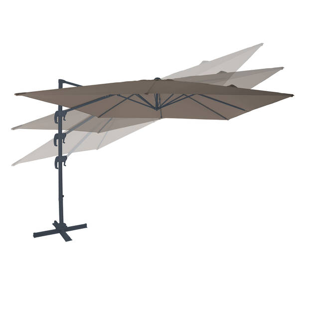 AXI Nima Zweefparasol Rechthoekig 300 x 300 cm in Antraciet / Taupe Parasol voor tuin met Aluminium Frame