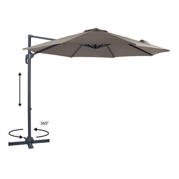 AXI Marisol Zweefparasol Rond Ø 300 cm in Antraciet / Taupe Ronde Parasol voor tuin met Aluminium Frame