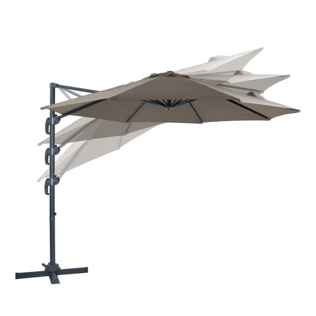 AXI Marisol Zweefparasol Rond Ø 300 cm in Antraciet / Taupe Ronde Parasol voor tuin met Aluminium Frame