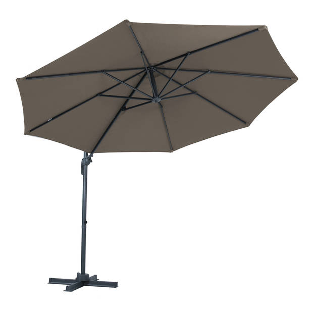 AXI Marisol Zweefparasol Rond Ø 300 cm in Antraciet / Taupe Ronde Parasol voor tuin met Aluminium Frame