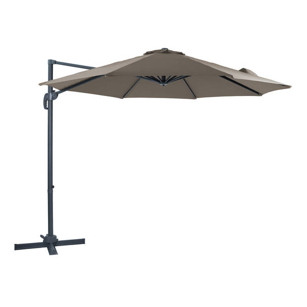 AXI Marisol Zweefparasol Rond Ø 300 cm in Antraciet / Taupe Ronde Parasol voor tuin met Aluminium Frame