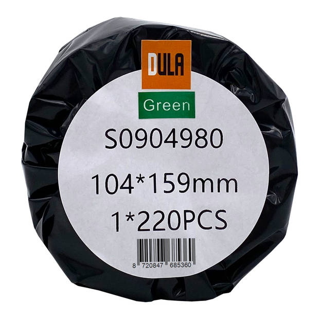 DULA Dymo Compatible labels - Groen - S0904980 - Grote verzendetiketten - 10 rollen - 104 x 159 mm - 220 labels per rol