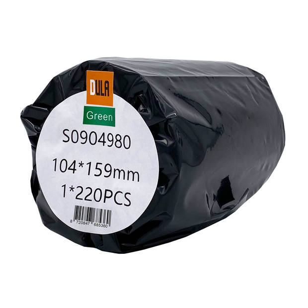 DULA Dymo Compatible labels - Groen - S0904980 - Grote verzendetiketten - 1 rol - 104 x 159 mm - 220 labels per rol