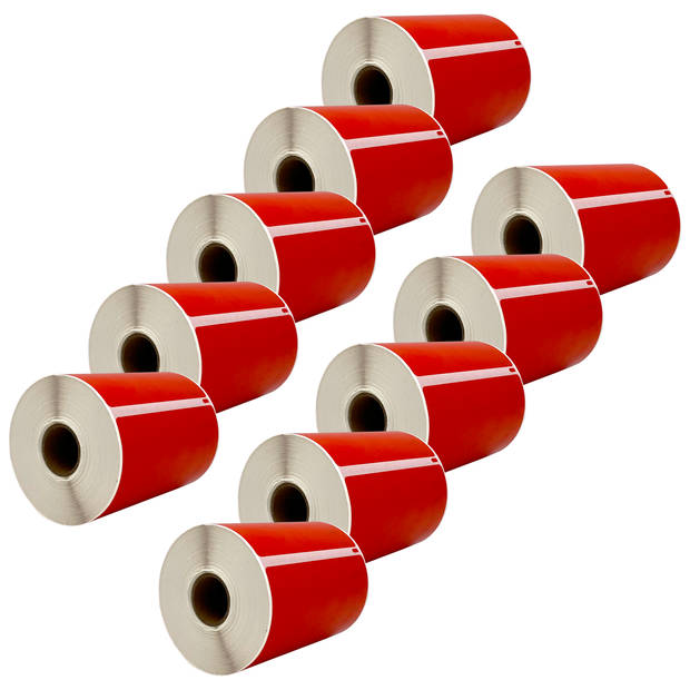 DULA Dymo Compatible labels - Rood - S0904980 - Grote verzendetiketten - 10 rollen - 104 x 159 mm - 220 labels per rol