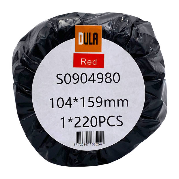 DULA Dymo Compatible labels - Rood - S0904980 - Grote verzendetiketten - 3 rollen - 104 x 159 mm - 220 labels per rol