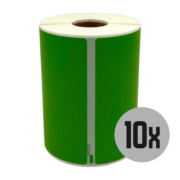 DULA Dymo Compatible labels - Groen - S0904980 - Grote verzendetiketten - 10 rollen - 104 x 159 mm - 220 labels per rol