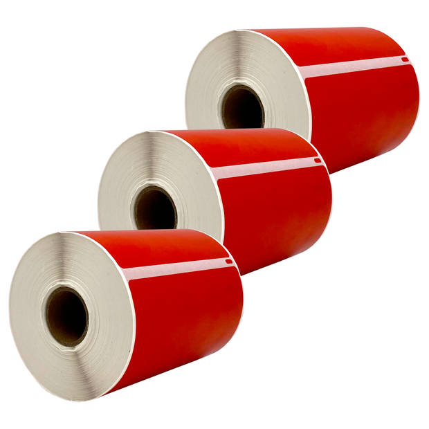 DULA Dymo Compatible labels - Rood - S0904980 - Grote verzendetiketten - 3 rollen - 104 x 159 mm - 220 labels per rol