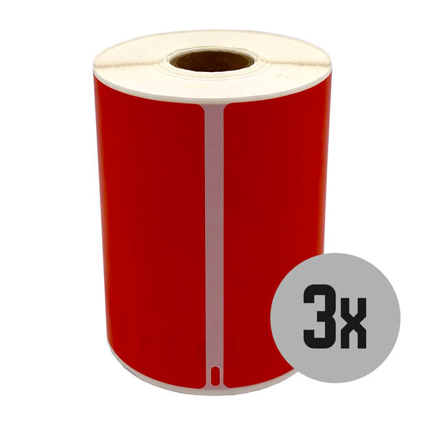 DULA Dymo Compatible labels - Rood - S0904980 - Grote verzendetiketten - 3 rollen - 104 x 159 mm - 220 labels per rol