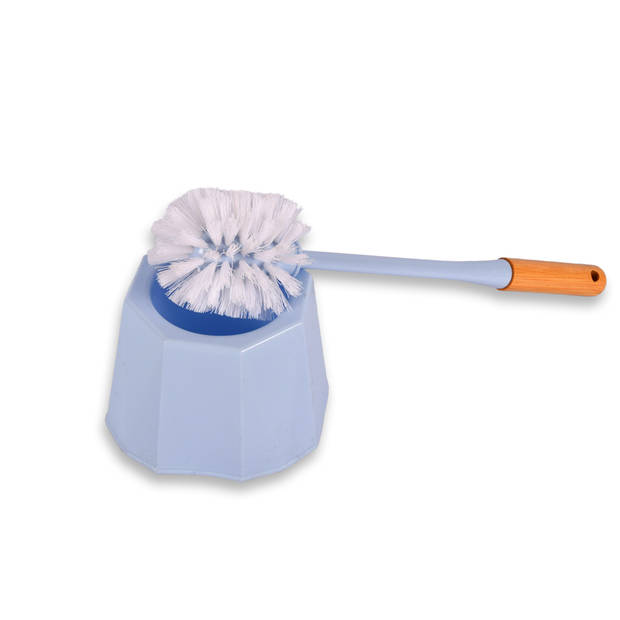 Handy Blue Toilet Brush with Holder - Plastic Toilet Brush - Bathroom Accessory - 28cm x 13cm