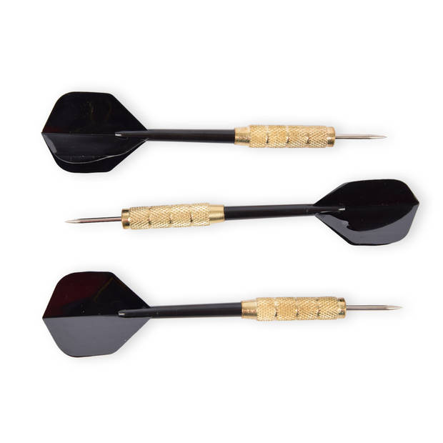 3x Luxe Zwarte & Gouden Dartpijlen Set - Complete Dartset met Dartpijlen en Accessoires - 14x3.5x1.5cm