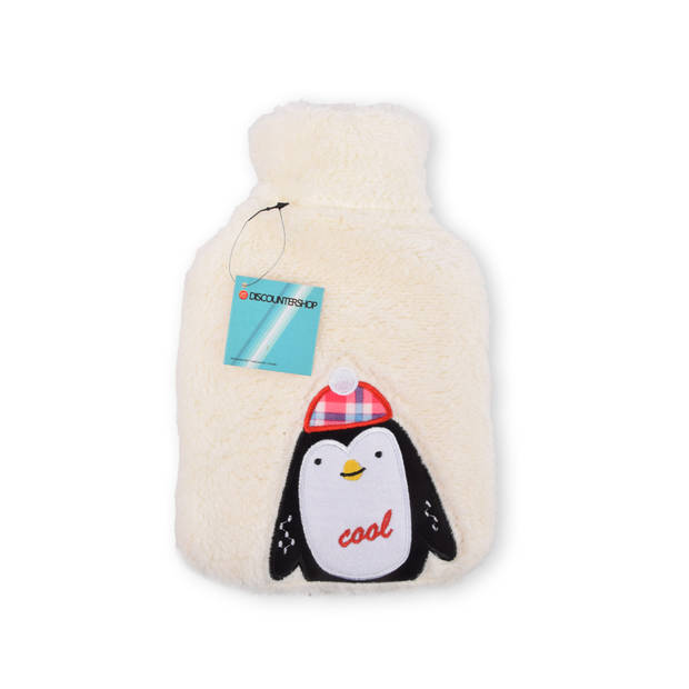 Warmwaterkruik met Zachte Hoes - Kinderkruik - 850 ml Thermokruik - met Liefdevolle Pinguïn Knuffelhoes - kruik voor