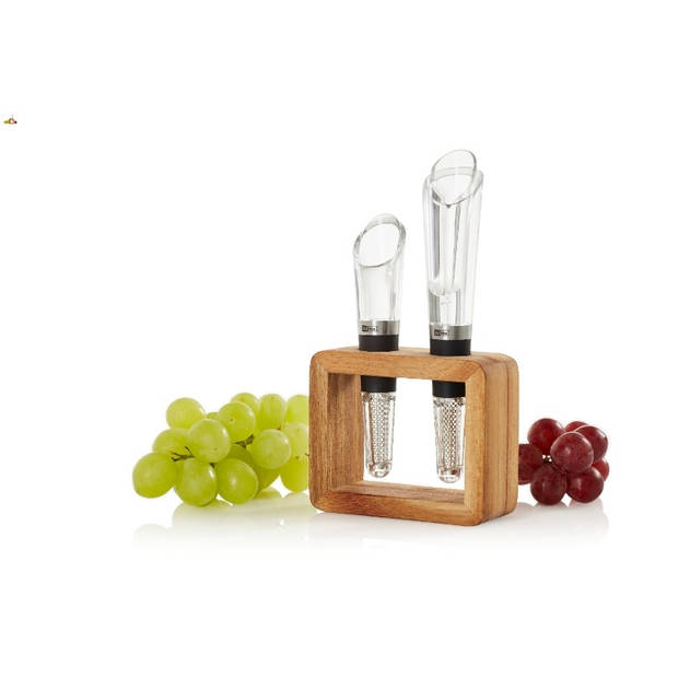 Adhoc - Vine Wijnset Beluchter en Filter met Houder - Hout - Multicolor