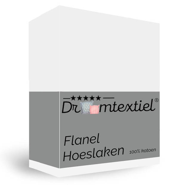 Droomtextiel Hoeslaken Flanel Wit - 180x220 cm - Superzacht - 100% katoen