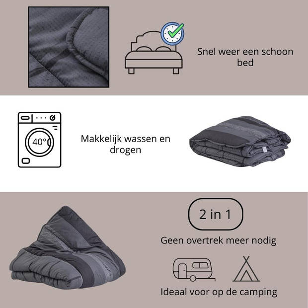 Sleeps Lazy Dekbed zonder overtrek Kaki / Crème Eenpersoons 140x200cm - Anti Allergie Dekbed