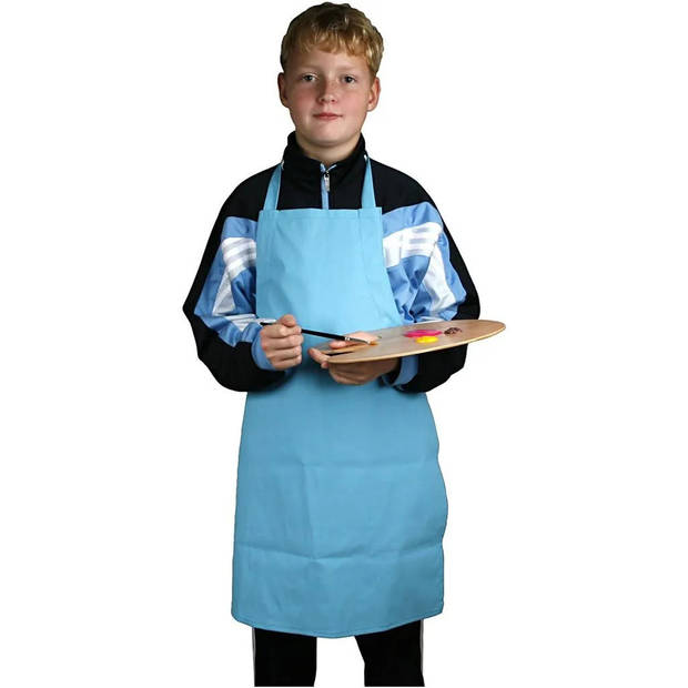 Keuken/klieder/kook schort voor kinderen - Blauw - 7/12 jaar - Keukenschorten