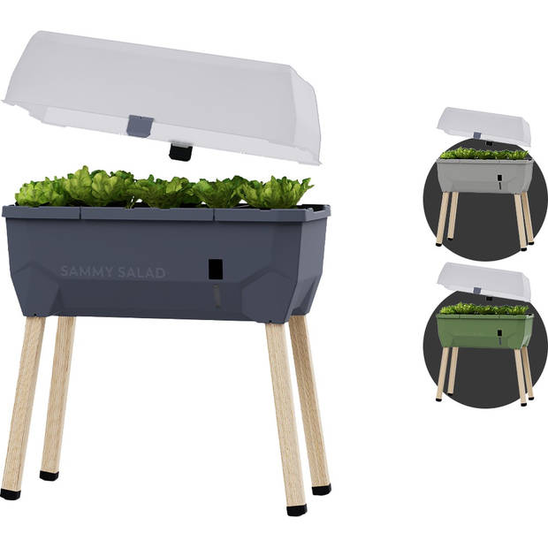 Gusta Garden Sammy Salad kweekbak met watertank en deksel, Antraciet