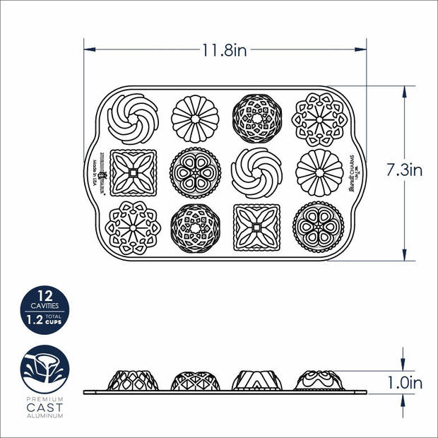 Nordic Ware - Bakvorm "Bundt Charmes Pan" - Nordic Ware Premier Gold