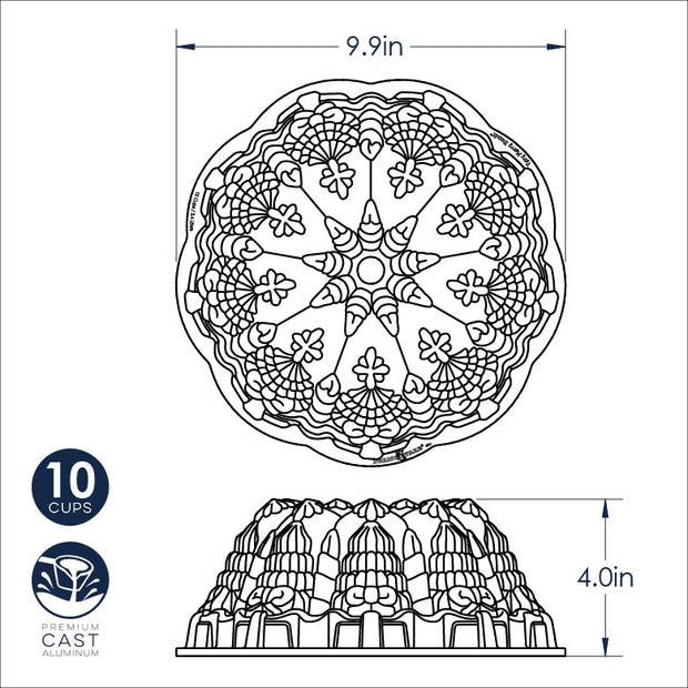 Nordic Ware - Tulband Bakvorm "Very Merry Bundt" - Nordic Ware Sparkling Silver Holiday