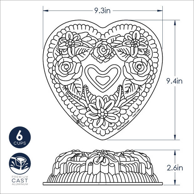 Nordic Ware - Tulband Bakvorm "Floral heart bundt pan" - Nordic Ware Spring & Summer Toffee