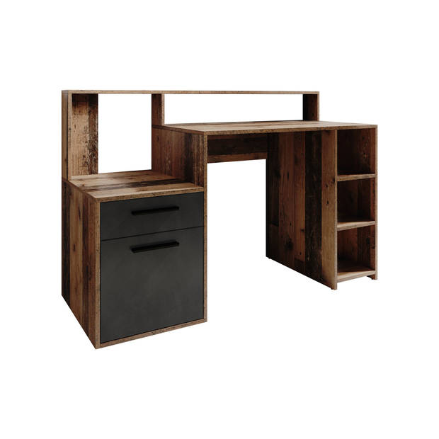 Meubella Bureau Pierre 5 - Donker eiken - Antraciet - 138,5 cm