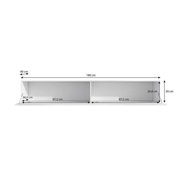 Meubella TV-Meubel Dario - Zwart Mat - 180 cm