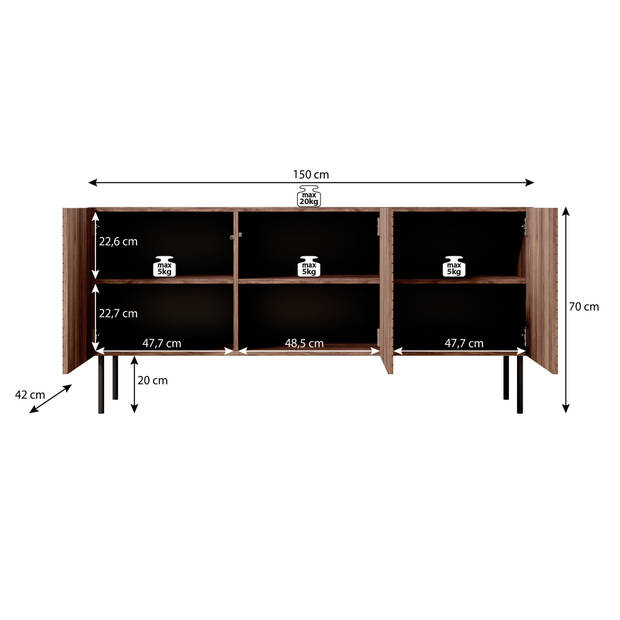 Meubella Dressoir Adelaide - Eiken - 150 cm