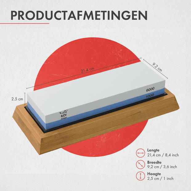 KOI Artisan® Messenslijper Wetsteen - Dual Grit 1000/6000 - Met Hoekgeleider