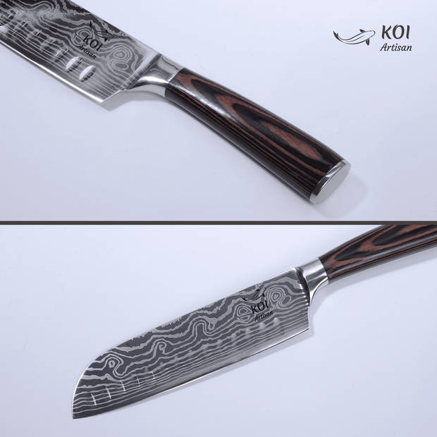 KOI Artisan® Santokumes - 17.78 cm - Met Stijlvol Damascus Patroon