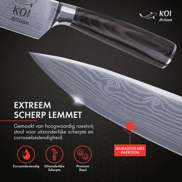 KOI Artisan® Koksmes - 20.32 cm - Scheermesscherp Lemmet - Japanse Stijl