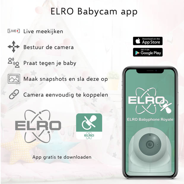 ELRO BC4000-2 Babyfoon Royale met 2 Full HD camera's