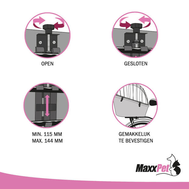 MaxxPet Fietsmand hond - Hondenmand fiets - Voor Bagagedrager - 55x35x51,5 cm - Zwart